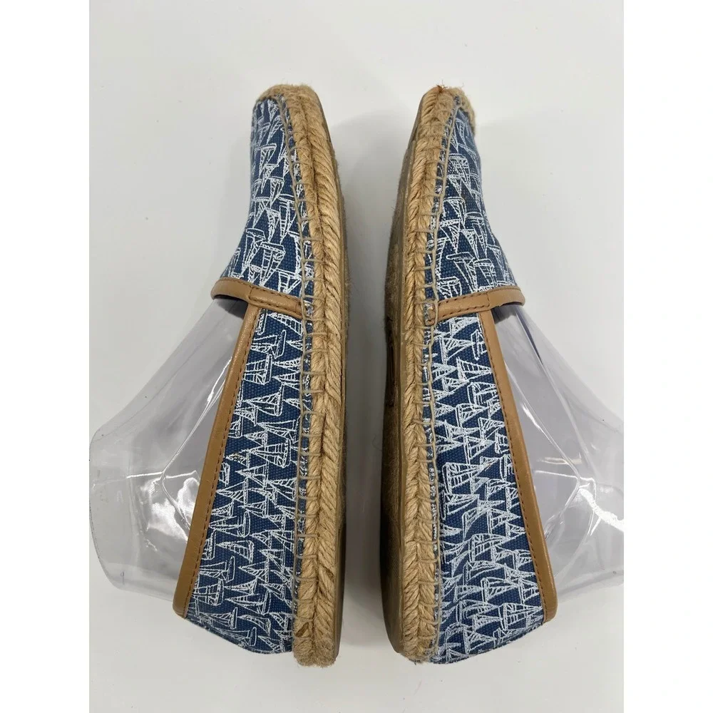 Tommy Hilfiger Sailboat Print Espadrille Flats Blue White Nautical Slip On